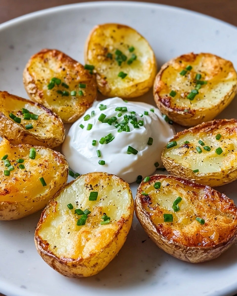 Air Fryer Baked Potatoes with Butter, Sour Cream, and Chives Recipe