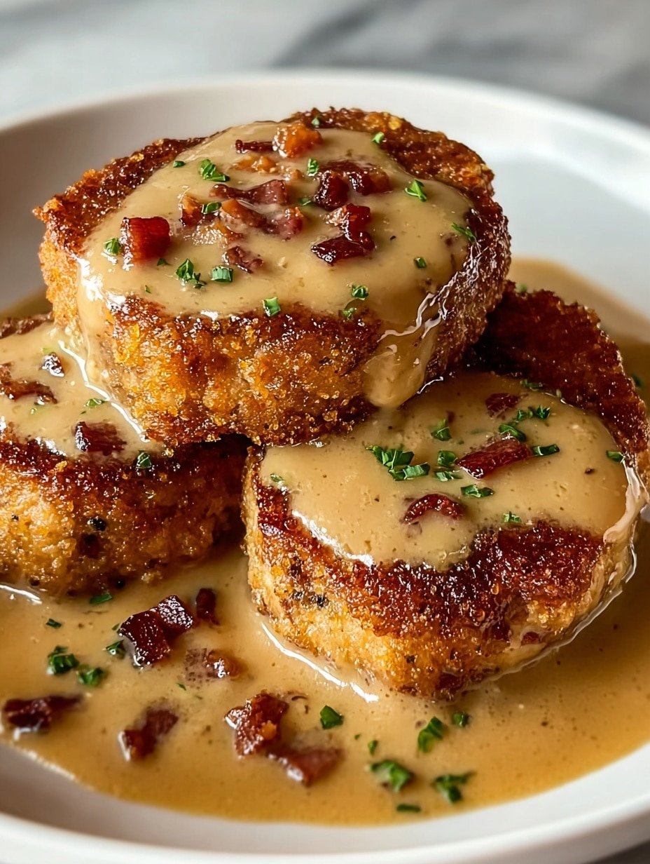 Country Fried Pork Chops with Creamy Bacon Gravy Recipe