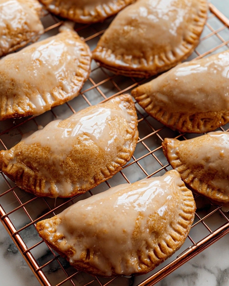 The image shows several rectangular pastries with a light brown, flaky crust layered multiple times, placed on a wire cooling rack. Each pastry has a thin layer of pale glaze on top that drips slightly over the edges, giving them a shiny and smooth texture. The rack rests on a surface with a white marbled texture, and the pastries are arranged closely but not touching each other. The lighting highlights the crispy layers and the shiny glaze, making the pastries look fresh and inviting photo taken with an iphone --ar 4:5 --v 7